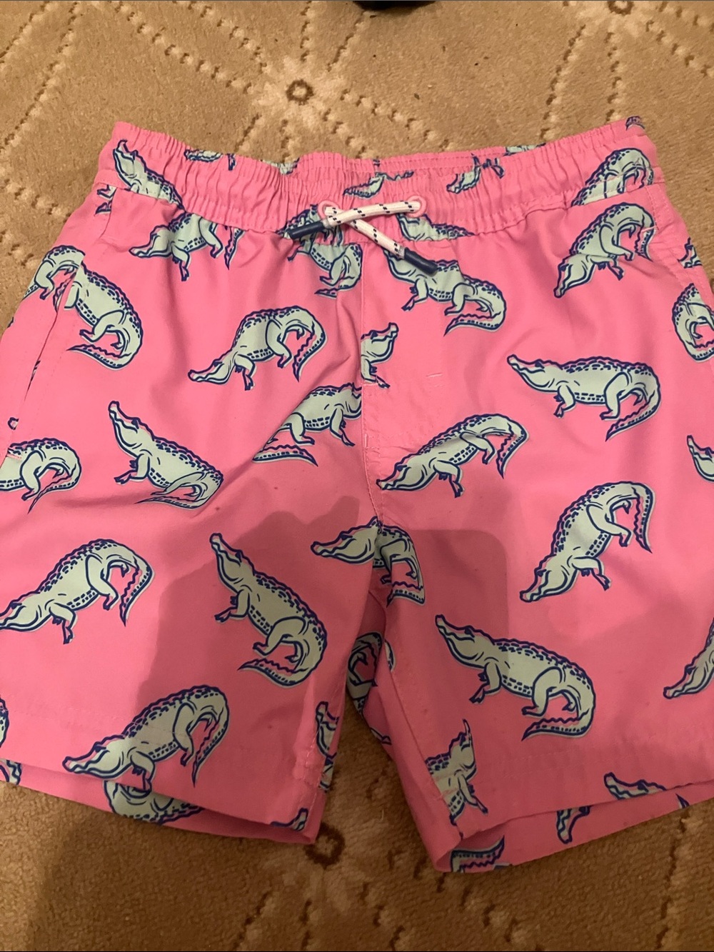 Men's Pink Alligator Print Swim Trunks